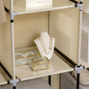 Armadio  Guardaroba da Campeggio 125x43x162,5 cm 8 Ripiani in Tessuto Beige