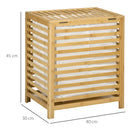 Cesto Portabiancheria a Doghe 50x36x60 cm Sacca Rimovibile in Bambù e Tessuto