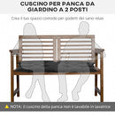 Cuscino per Sedie da Giardino 100x50 cm con Laccetti in Poliestere Nero