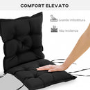 Cuscino per Sedie da Giardino 100x50 cm con Laccetti in Poliestere Nero