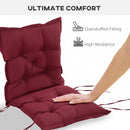 Cuscino per Sedie da Giardino 100x50 cm con Laccetti in Poliestere Rosso