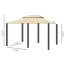 Gazebo da Giardino 3x4m con Tende in Acciaio e Poliestere Bianco e Crema