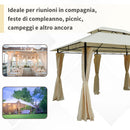 Gazebo da Giardino 3x4m con Tende in Acciaio e Poliestere Bianco e Crema