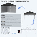 Gazebo da Giardino Pieghevole 297x297x274 cm in Acciaio e tessuto Oxford Nero