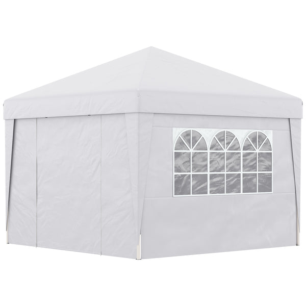 acquista Gazebo da Giardino Pieghevole 3x3m con Design Pop Up e Finestre in Tessuto Oxford Bianco