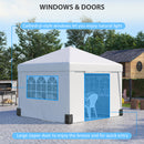 Gazebo da Giardino Pieghevole 3x3m con Design Pop Up e Finestre in Tessuto Oxford Bianco