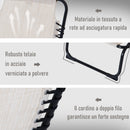 Lettino Prendisole Pieghevole da Giardino 197x58x26 cm in Acciaio e Tessuto Crema e Nero