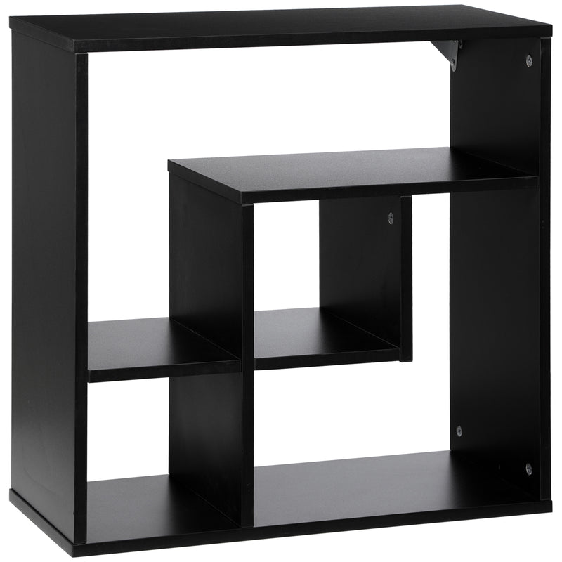 Libreria da Parete 60x25x60 cm Ripiani Asimmetrici in Legno Truciolare Nero
