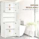 Mobile Bagno 4 ante 2 Ripiani 80x33,5x190 cm in Truciolato Bianco