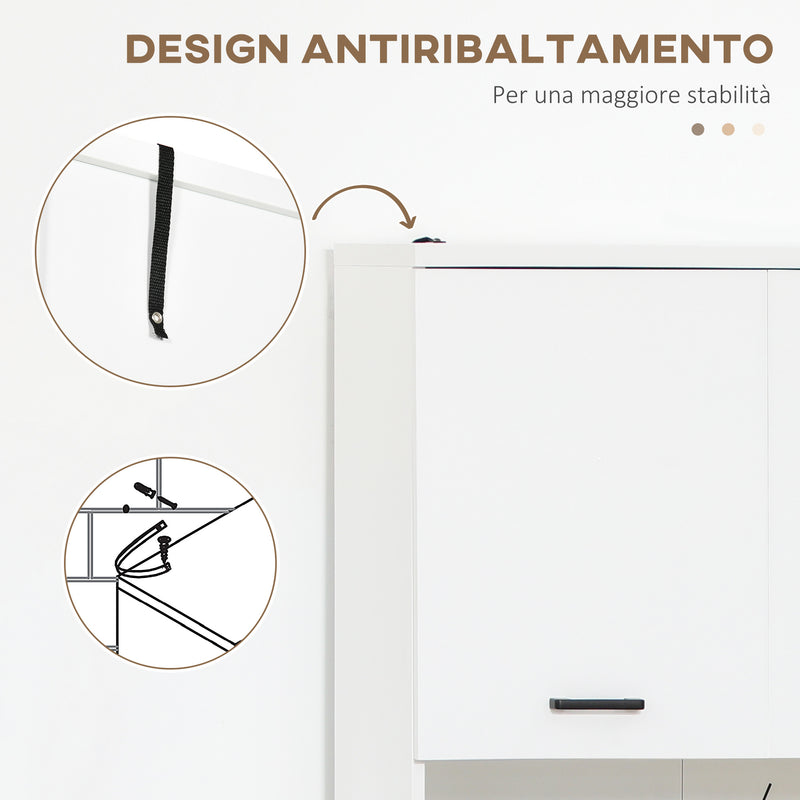 Mobile Bagno 4 ante 2 Ripiani 80x33,5x190 cm in Truciolato Bianco