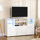Mobile TV 160x35x91 cm Max 65” in Vetro Bianco Lucido