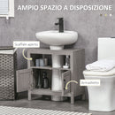 Mobile Sotto Lavabo Bagno 1 Ripiano 2 Ante 60x30x60 cm in Legno Grigio