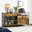 Mobiletto Basso 147x40x77 cm in Acciaio e Legno Marrone