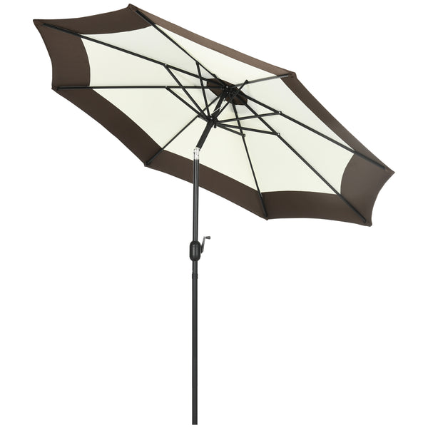 sconto Parasol de jardin Ø265x243 cm Tissu Polyester Blanc et Café