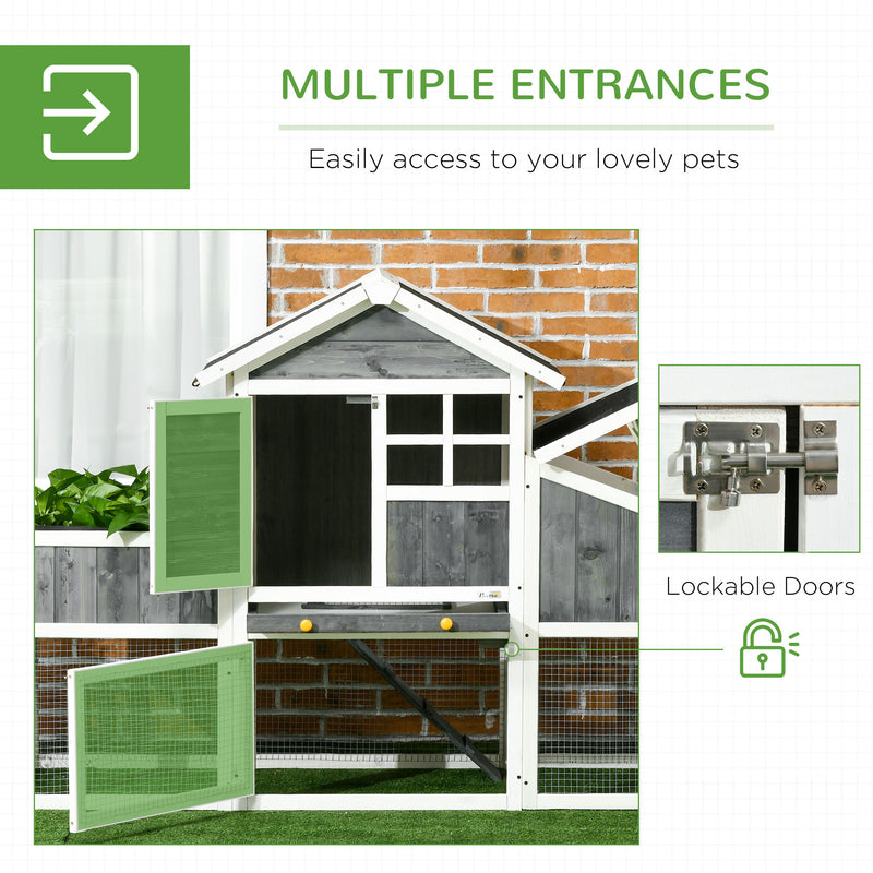 Pollaio Gabbia per Galline da Esterno 161,5x62,5x115 cm in Legno Grigio