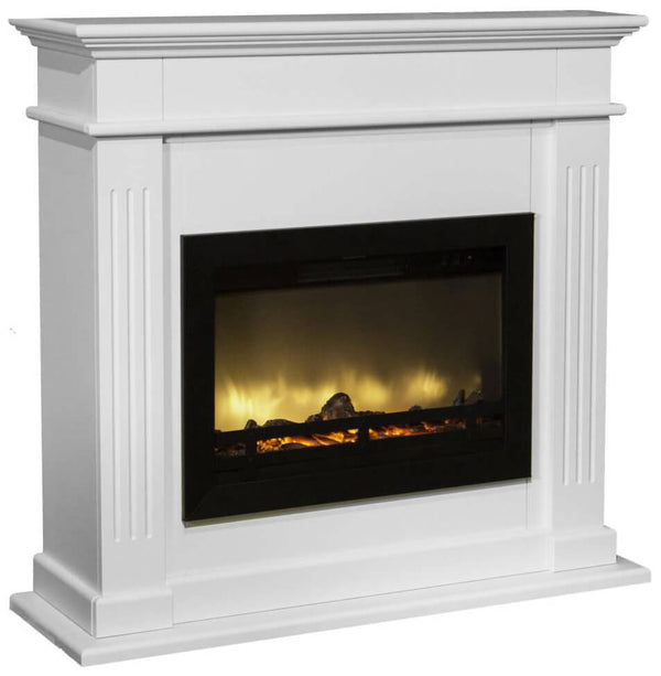 Cheminée Electrique Sol Effet Flamme 1800W Ruby Fires Elda Flandria Blanc Crème acquista
