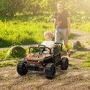 Macchina Elettrica per Bambini UTV 12V con Cintura Telecomando Sospensioni USB 3-6 km/h Marrone      