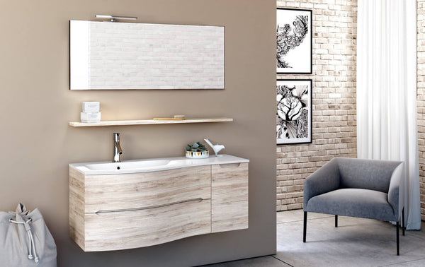 Meuble Salle de Bain Suspendu 121,5cm TFT Swing Chêne Blanc S prezzo