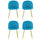Lot de 4 Chaises 50x45x80 cm en Tissu Velours Pieds Or Bleu