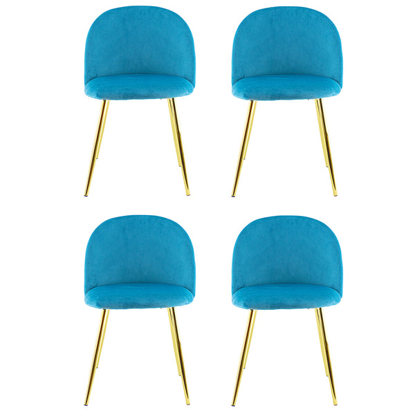 Lot de 4 Chaises 50x45x80 cm en Tissu Velours Pieds Or Bleu acquista