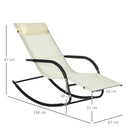 Sedia Sdraio a Dondolo da Giardino 67x144x87 cm in Acciaio e Poliestere Grigio e Beige