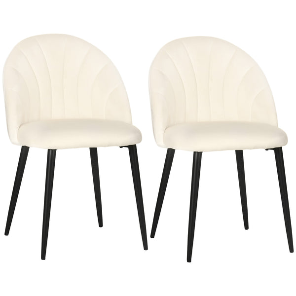 Lot de 2 chaises rembourrées 52x54x79 cm en métal et tissu effet velours beige sconto