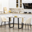 Set 2 Sedie Imbottite 52x54x79 cm in Metallo e Tessuto Effetto Velluto Beige