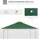 Tetto di Ricambio per Gazebo da Giardino 3x3m in Poliestere Verde