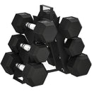 Set di Manubri Palestra 2x4kg 2x6kg 2x8kg con Supporto in Metallo con Impugnatura Antiscivolo Nero      