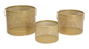 Porta Vasi Cage Tris Ø40x34-35x28-30x22 cm in Ferro Oro e Multicolor