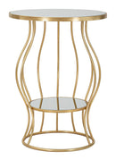 Tavolinetto Flat Ø50x68 cm in Ferro e Specchio Oro e Argento