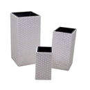 Set 3 Portavasi in Polyrattan 37x37H76cm Quadro Bianco
