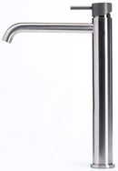 Rubinetto Miscelatore Monocomando Lavabo Alto in Acciaio Inox Satinato Maniglia Antracite