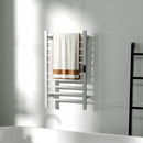 Scaldasalviette Elettrico Smart 45x11x80 cm a 10 Barre con Timer e Display LCD in Acciaio Inox Bianco  