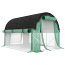 Serra a Tunnel 3x2 m con Rete Ombreggiante Extra Finestre e Ingresso a Zip in PE e Acciaio Verde      