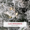 Albero di Natale Innevato 150 cm con 263 Rami e 120 Luci LED Bianco Caldo Verde      