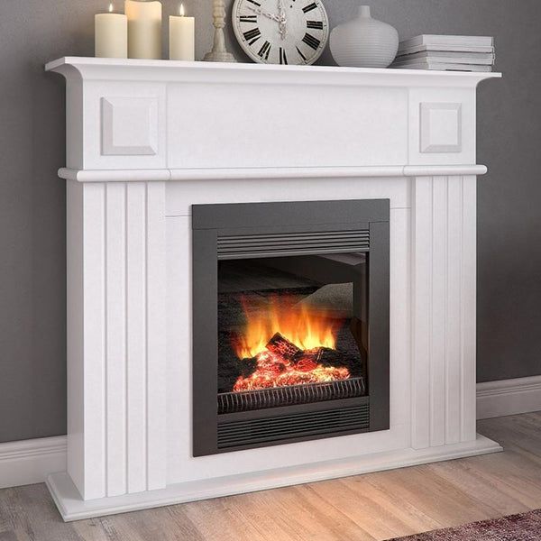 online Camino Elettrico da Pavimento Chicago 1800W con Cornice in Legno Bianco
