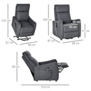 Poltrona Alzapersona Elettrica 1 Motore 68x87x104 cm in Tessuto Effetto Lino Nero