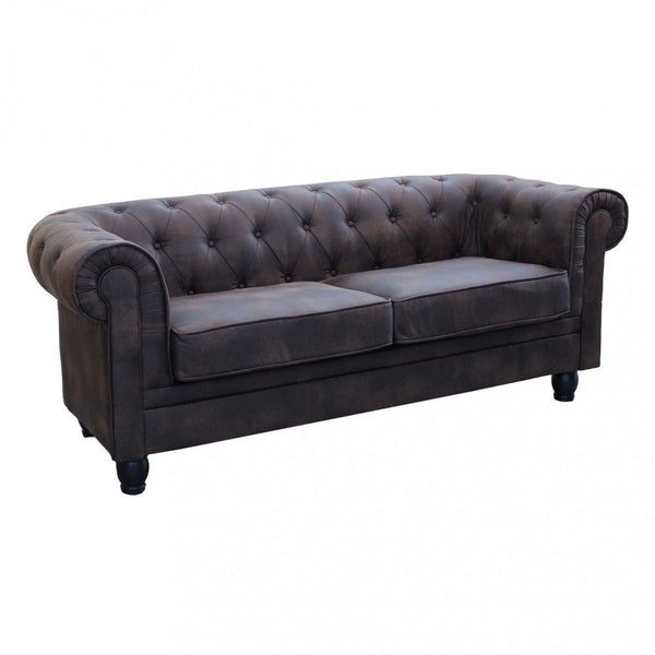 Canapé Chesterfield 3 places 197x74x82 h cm en similicuir marron online