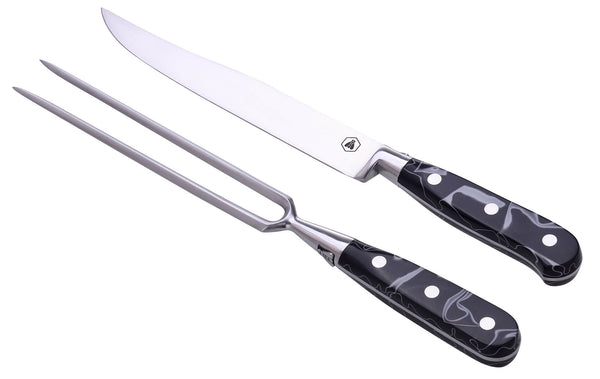acquista Ensemble couteau et fourchette à découper avec manche en résine