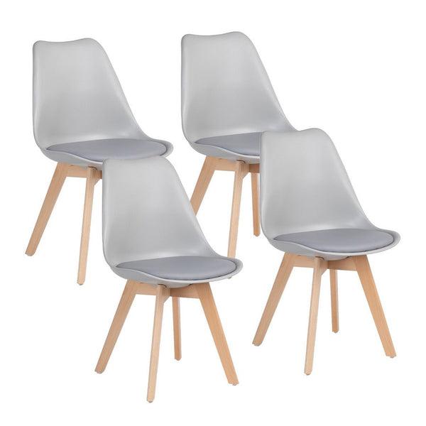 prezzo Lot de 4 chaises 53,5x48,5x83 cm en polypropylène et simili cuir Candice Grey