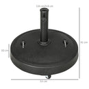 Base per Ombrellone da 23.5kg con 2 Manovelle e Rotelle Ø53x41 cm in Resina e Acciaio Nera