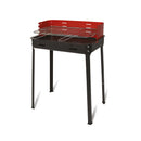 Barbecue a Carbone Flavia 60x35x80 cm Griglia Regolabile a 3 Altezze Senza Ruote in Acciaio Nero e Rosso 