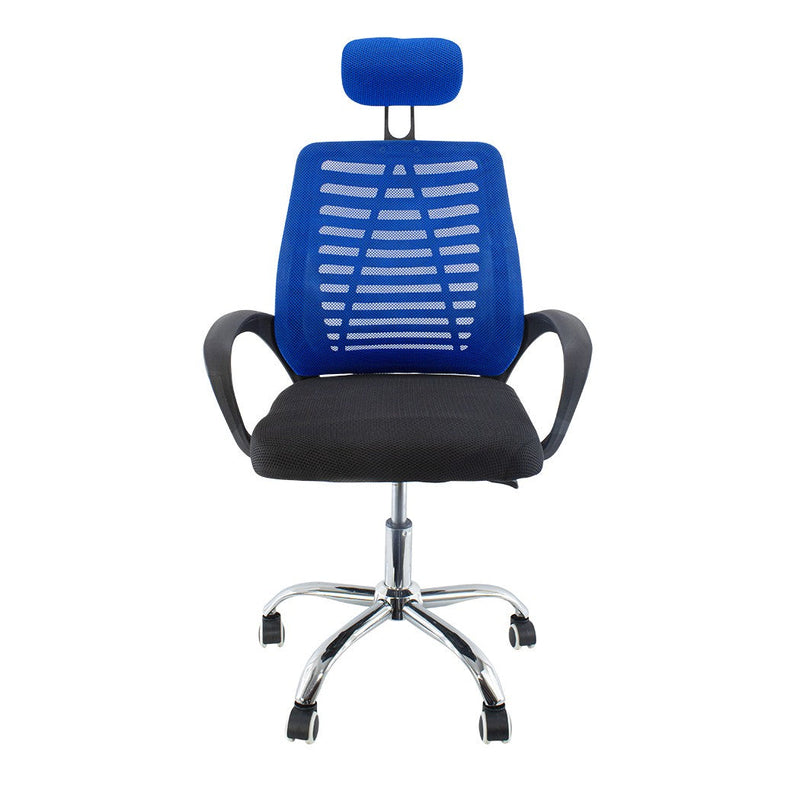 Sedia Poltrona Direzionale da Ufficio con Poggiatesta e Braccioli Blu