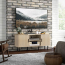 Mobile TV fino 55"" 2 Armadietti e 2 Ripiani 120x40x55 cm in Legno Canettato Rovere e Nero 