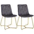 Set 2 Sedie da Soggiorno 49x61,5x85 cm in Tessuto Effetto Velluto Grigio