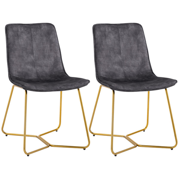 online Lot de 2 Chaises de Salon 49x61,5x85 cm en Tissu Effet Velours Gris