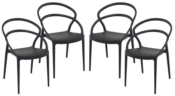 Lot de 4 chaises de jardin en polypropylène noir Vandi online