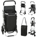 Carrello della Spesa 46x59.5x97 cm con Borsa da 40L Impermeabile e Sedile in Alluminio Nero e Argento      