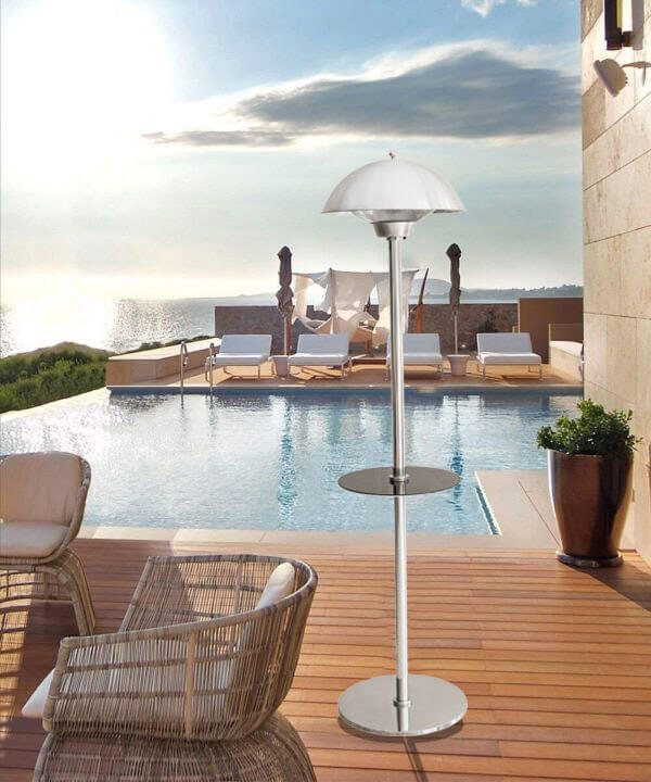 Stufa Elettrica ad Infrarossi Ø50 cm a Piantana 2000W con Tavolino per Esterni Nera